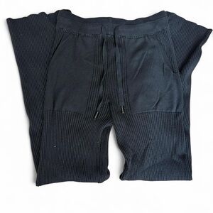 Black Ribbed Knit Pants